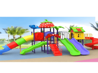 Large Outdoor Kids Playset Featuring 5 Fun Slides, 4 Swings, Top Cap & Playhouse – Sturdy & Weather-Resistant – Size 780x600x300 cm
