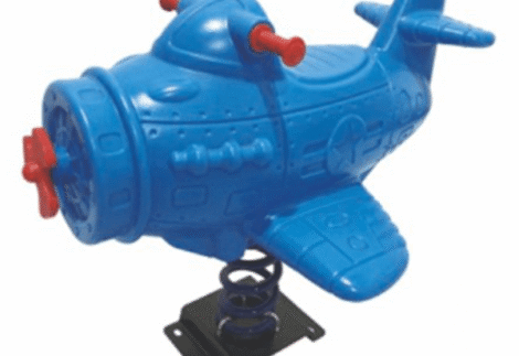 Outdoor Playground Blue Plastic Plane Spring Rider – Rocking Toy – Size: 94×73×83 cm