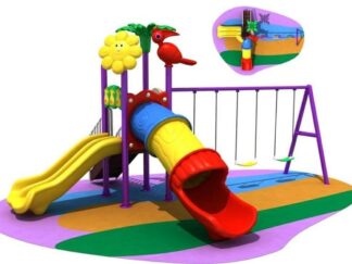 Outdoor Kids Playset with 3 Slides & 3 Swings – Colorful, Sturdy & Easy to Assemble – Size 535x415x295 cm