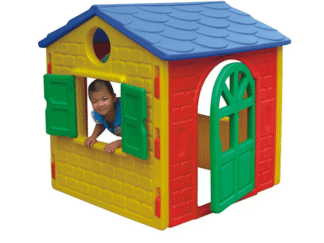 Kids Playhouse with Bell – Indoor Plastic Toy – Pink – Size: 114×110×122 cm
