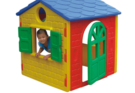 Kids Playhouse with Bell – Indoor Plastic Toy – Pink – Size: 114×110×122 cm