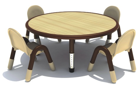 Adjestable Indoor and outdoor Kindergarten children Circle Shape wooden table For School/home/training Class/classroom/student/dormitory for living room, bedroom. Size; 115x45-55cm