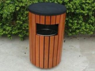 Outdoor Wooden Dustbin, Wooden Round Wast Bin Without  Ashtray. Size; 38x85cm