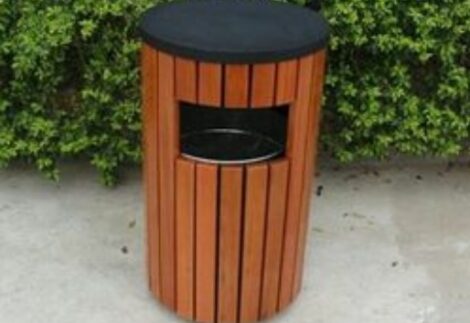 Outdoor Wooden Dustbin, Wooden Round Wast Bin Without Ashtray. Size; 38x85cm