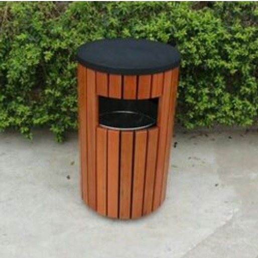 Outdoor Wooden Dustbin, Wooden Round Wast Bin Without  Ashtray. Size; 38x85cm