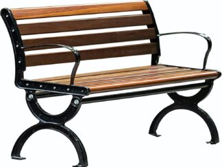 Outdoor Garden Benches, Comfortable Terrace Park Benches, Slatted Seat with Backrest and Armrests, Porch Bench Patio Double Seat Plastic Wood and Cast Iron Frame. Size; 150x60x78 cm