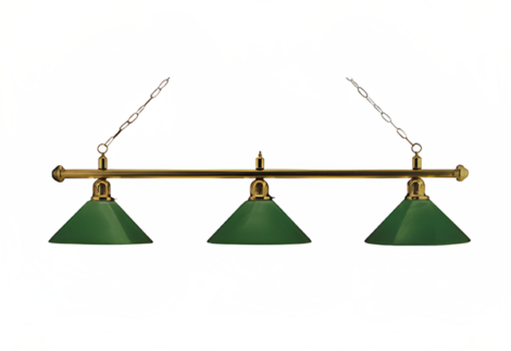 ICORE Brass-Silver Effect Lamp light Bar  Set with 3 Green Shades