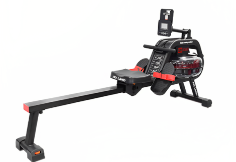 Water Rowing Machine Smooth & Quiet with Bluetooth, Black-Red