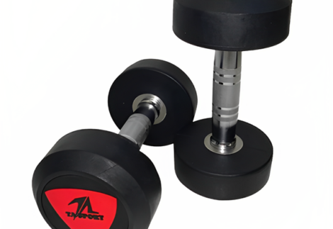Deluxe Round Rubber Black Dumbbell - 22.5KG x1