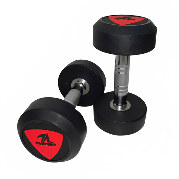 Deluxe Round Rubber Black Dumbbell - 22.5KG x1
