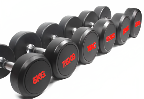 APEX Round  Red Words Rubber Coated Dumbbell 22.5, 25, 35KG x2