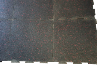interlock rubber gym flooring 1 SQM (4pcs) 20mm thick, black with blue and yelow dots