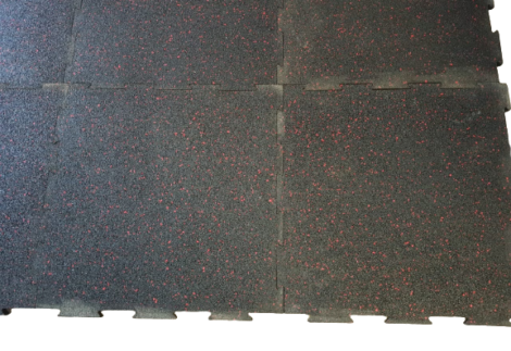 interlock rubber gym flooring 1 SQM (4pcs) 20mm thick, black with blue and yelow dots