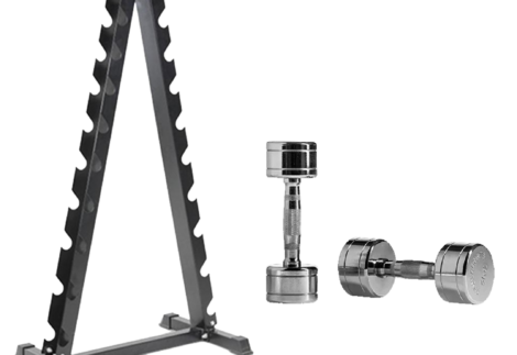 CHROME DUMBBELLS WITH STAND FROM 1 KG T0 10 KG