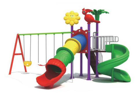 Outdoor Kids Playground with 2 Slides & 3 Swings – Perfect for Active Play & Social Interaction –  Size 545x525x295 cm
 cm