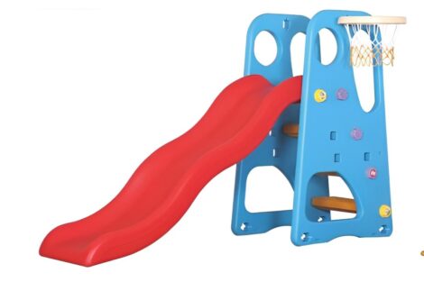 Indoor Plastic Slide with Basketball Hoop – Size: 165x70x115 cm