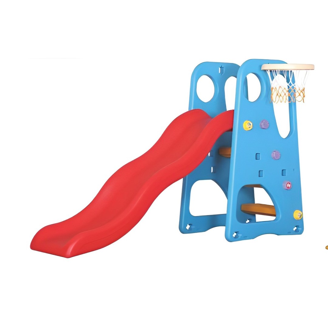 Indoor Plastic Slide with Basketball Hoop – Size: 165x70x115 cm
