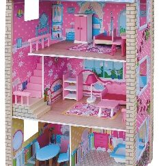 Wooden Dollhouse for Girls - Toy Gift for Ages 3–6