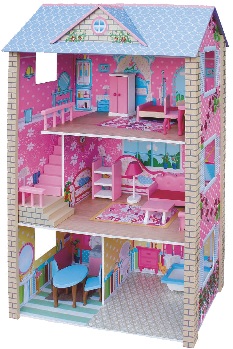 Wooden Dollhouse for Girls - Toy Gift for Ages 3–6