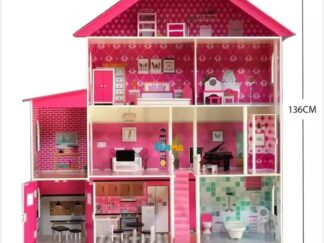 Wooden Dollhouse for Girls - Toy Gift for Ages 3–6, Size:130×35.5×136 cm