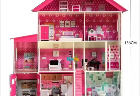 Wooden Dollhouse for Girls - Toy Gift for Ages 3–6, Size:130×35.5×136 cm
