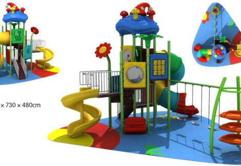 Outdoor Heavy Duty Playground Set – 2 Slides & Climbing Structure – Size: 950x500x500 cm