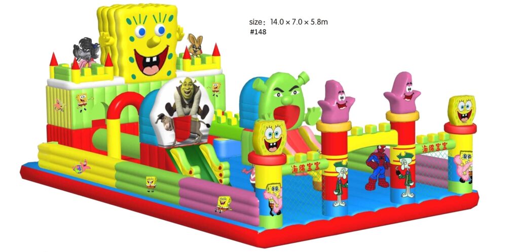 XXL Outdoor & Indoor Bouncy Castle - Inflatable Playground - Size: 14×7×5.8 m