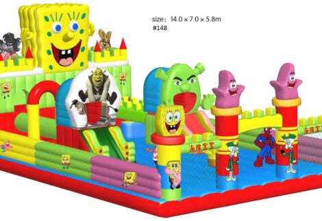 XXL Outdoor & Indoor Bouncy Castle - Inflatable Playground - Size: 14×7×5.8 m