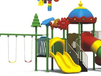 Outdoor Heavy Duty Playground Set for Kids – 4 Slides & 3 Swings – Size: 885x485x430 cm