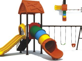 Outdoor Heavy Duty Playground Set for Kids – 3 Slides & 3 Swings – Size: 624x550x350 cm