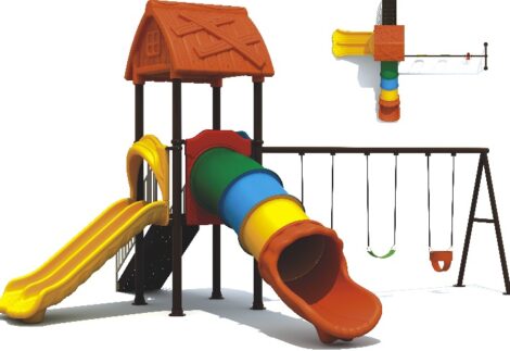 Outdoor Heavy Duty Playground Set for Kids – 3 Slides & 3 Swings – Size: 624x550x350 cm