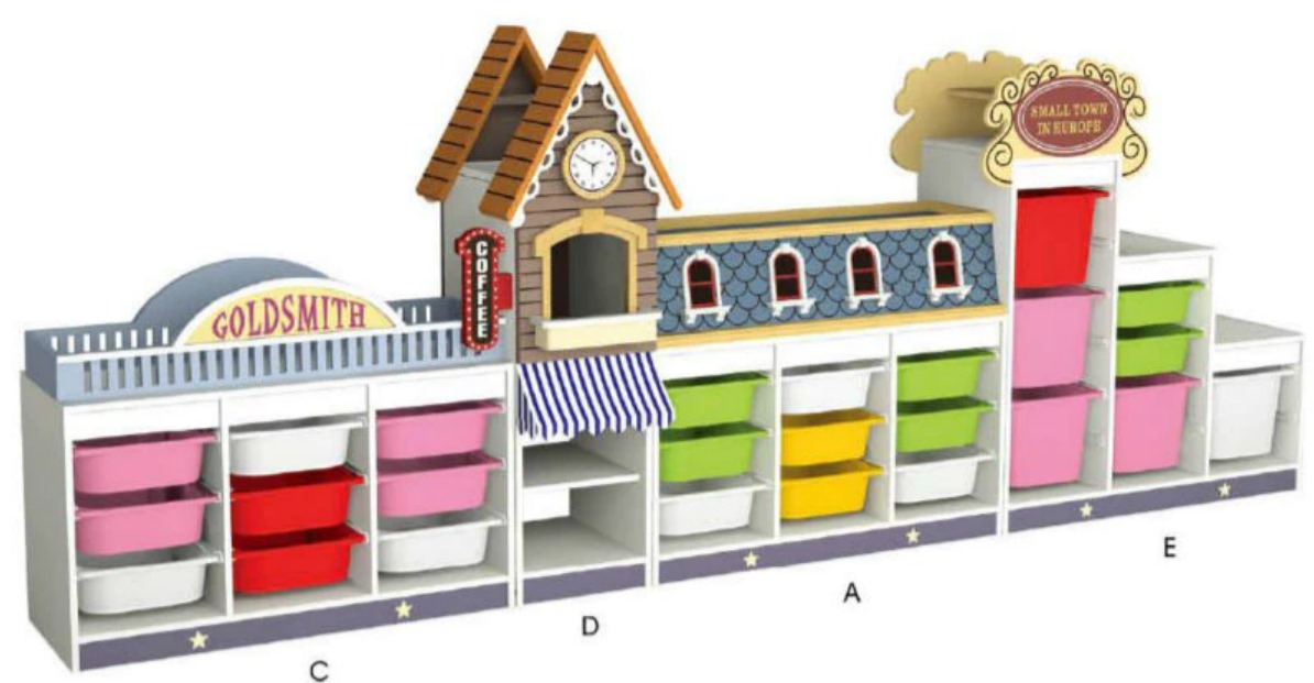 Wooden Cabinet multi toys with drawer. Size ;331x40x127cm