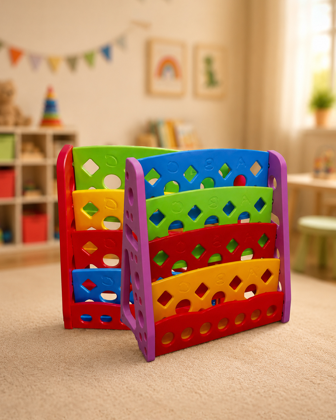 Plastic book shelf for kids size ; 80x30x100cm - Image 2