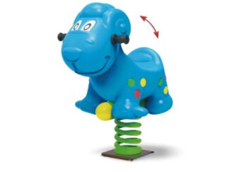 Outdoor Playground-Yellow Plastic Horse Spring Rider -Rocking Toy -