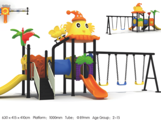 Outdoor Playground for Kids with 3 Swings & 2 Slides – Heavy Duty Set – Size 630x415x410 cm