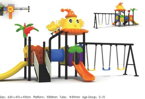 Outdoor Playground for Kids with 3 Swings & 2 Slides – Heavy Duty Set – Size 630x415x410 cm