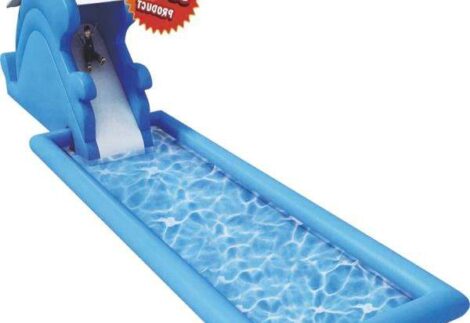 Bouncy Castle Swimming Pool with Slide - Pool: 10×5×0.55 m, Slide: 8×3×4.2 m