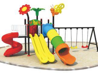 Outdoor Playground Toy – 3 Swings & 4 Slides – Extended Play Zone – Size 630x480x320 cm