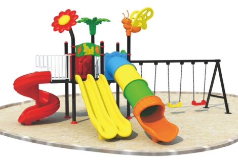 Outdoor Playground Toy – 3 Swings & 4 Slides – Extended Play Zone – Size 630x480x320 cm