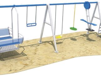 Outdoor Playground Kids Swings & Slides with Climber – Size: 670×270×250 cm