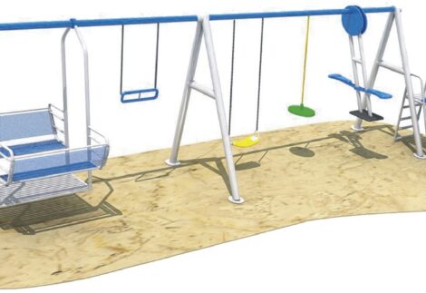 Outdoor Playground Kids Swings & Slides with Climber – Size: 670×270×250 cm