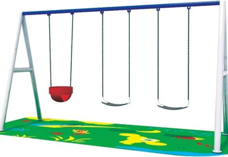 Outdoor Playground Metal Swing Set – 3 Seats – Size: 300×130×250 cm