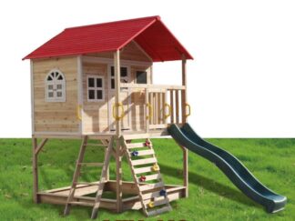 Outdoor Wooden Playground with Slide & Climber | Size: 236x230x293 cm