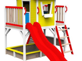 Outdoor Wooden Playground with Slide & Climber | Size: 200x243x295 cm