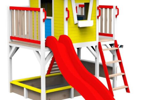 Outdoor Wooden Playground with Slide & Climber | Size: 200x243x295 cm