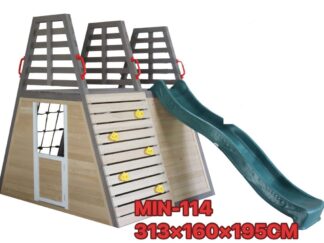 Outdoor Wooden Playground with Slide & Climber | Size: 313x160x195 cm