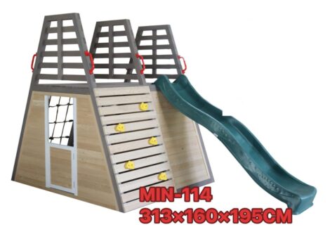 Outdoor Wooden Playground with Slide & Climber | Size: 313x160x195 cm