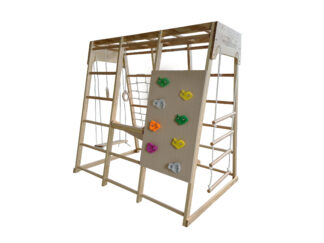 Wooden Playground Playset climbing wall with rope ladder , Size: 143x99x146cm