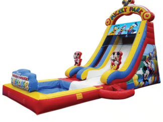 Mickey Park Inflatable Wet/Dry Slide with Detachable Pool – Kids Party Bounce House for Indoor & Outdoor Use – Size: 1000×600×650 cm