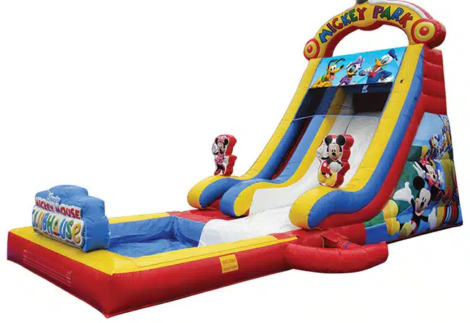 Mickey Park Inflatable Wet/Dry Slide with Detachable Pool – Kids Party Bounce House for Indoor & Outdoor Use – Size: 1000×600×650 cm